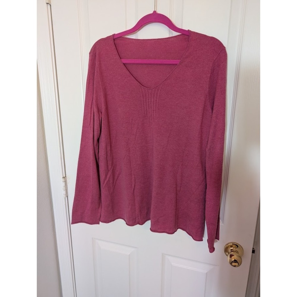 Eileen Fisher Silk Cashmere V-Neck Long Sleeve Top Casual Everyday Layering